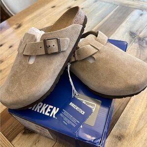 Birkenstock Boston Clog Suede - Soft Footbed - Taupe - Size 41